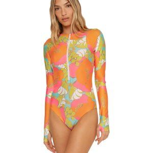 Trina Turk Orange and Pink Floral One Piece Swimsuit